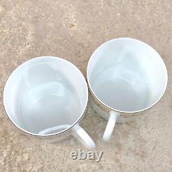2 x Hermes Paris Tea Cup Saucer Egee Soleil & Luna White French Porcelain withCase