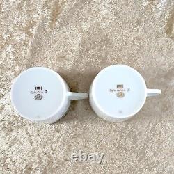2 x Hermes Paris Tea Cup Saucer Egee Soleil & Luna White French Porcelain withCase
