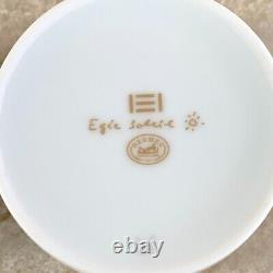2 x Hermes Paris Tea Cup Saucer Egee Soleil & Luna White French Porcelain withCase