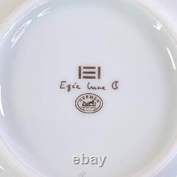 2 x Hermes Paris Tea Cup Saucer Egee Soleil & Luna White French Porcelain withCase