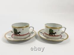 2x Cartier Limoges La Maison de Louis Cartier Cups & Saucers