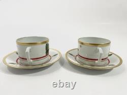 2x Cartier Limoges La Maison de Louis Cartier Cups & Saucers