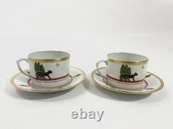 2x Cartier Limoges La Maison de Louis Cartier Cups & Saucers