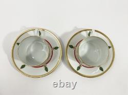 2x Cartier Limoges La Maison de Louis Cartier Cups & Saucers