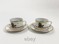 2x Cartier Limoges La Maison de Louis Cartier Cups & Saucers 1x Saucer CHIP
