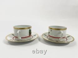 2x Cartier Limoges La Maison de Louis Cartier Cups & Saucers 1x Saucer CHIP
