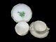 2x Herend Hungary Apponyi Chinese Bouquet Green Gold Canton Tea Cups & Saucers