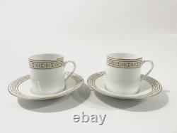 2x Hermes Egee Soleil Gold Demitasse Mocha Cups & Saucers