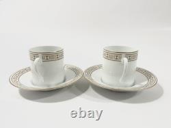 2x Hermes Egee Soleil Gold Demitasse Mocha Cups & Saucers