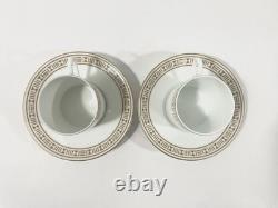 2x Hermes Egee Soleil Gold Demitasse Mocha Cups & Saucers