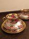 2x Royal Chelsea Golden Rose Fine Bone China Tea Cup Saucer And Plate Trios