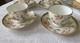 2x Wedgwood Oberon Tea Cups & Saucers Pale Sage Green Border, Floral Vines, Gold
