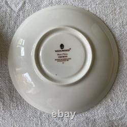 2x Wedgwood Oberon Tea Cups & Saucers pale sage green border, floral vines, gold