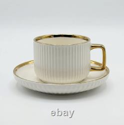 32Pc Luxury White Gold Dinnerware Set Porcelain Plates Bowls Cups Serving Tray