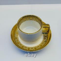 32-Piece Luxury Porcelain Dinnerware Set White Gold Rim Plates Bowls Cups Tray