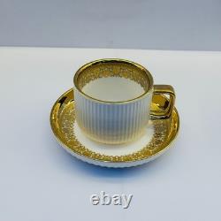 32-Piece Luxury Porcelain Dinnerware Set White Gold Rim Plates Bowls Cups Tray
