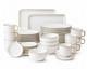 32 Piece Porcelain Dinnerware Set Gold Rim Plates Bowls Cups Saucers Luxury Set