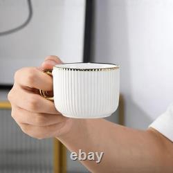 32 Piece Porcelain Dinnerware Set Gold Rim Plates Bowls Cups Saucers Luxury Set