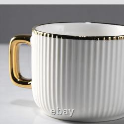 32 Piece Porcelain Dinnerware Set Gold Rim Plates Bowls Cups Saucers Luxury Set