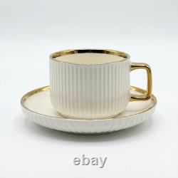 32pc Luxury White Dinnerware Set Gold Rim Porcelain Plates Bowls Cups & Tray
