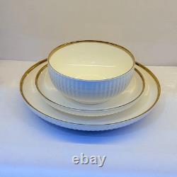32pc Luxury White Dinnerware Set Gold Rim Porcelain Plates Bowls Cups & Tray