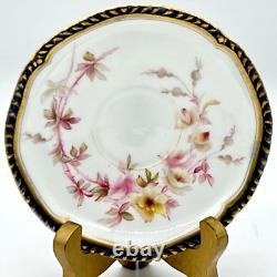 3 Cobalt & Gold Grainger & Co Worcester Cups & Saucers, Royal China Works, 3727