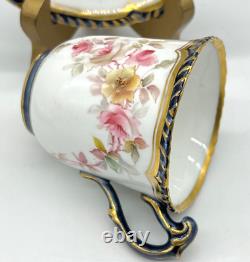 3 Cobalt & Gold Grainger & Co Worcester Cups & Saucers, Royal China Works, 3727