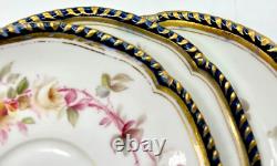 3 Cobalt & Gold Grainger & Co Worcester Cups & Saucers, Royal China Works, 3727