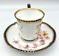 3 Cobalt & Gold Grainger & Co Worcester Cups & Saucers, Royal China Works, 3727