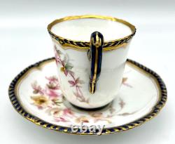 3 Cobalt & Gold Grainger & Co Worcester Cups & Saucers, Royal China Works, 3727