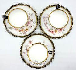 3 Cobalt & Gold Grainger & Co Worcester Cups & Saucers, Royal China Works, 3727