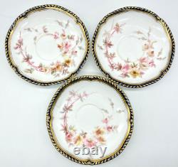 3 Cobalt & Gold Grainger & Co Worcester Cups & Saucers, Royal China Works, 3727