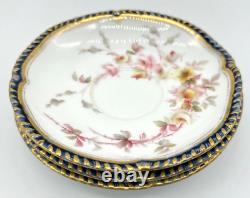 3 Cobalt & Gold Grainger & Co Worcester Cups & Saucers, Royal China Works, 3727