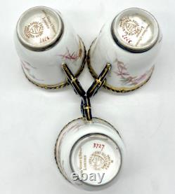 3 Cobalt & Gold Grainger & Co Worcester Cups & Saucers, Royal China Works, 3727