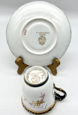 3 Cobalt & Gold Grainger & Co Worcester Cups & Saucers, Royal China Works, 3727