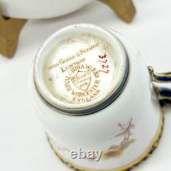 3 Cobalt & Gold Grainger & Co Worcester Cups & Saucers, Royal China Works, 3727