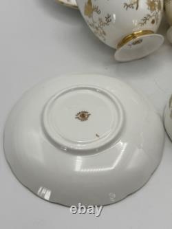 3 Cups & Saucers English Coalport CairoGold Birds Vintage Bone China READ