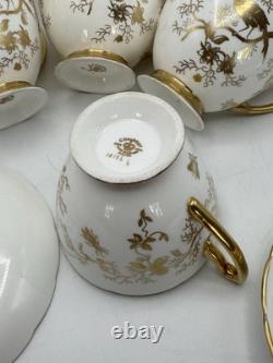 3 Cups & Saucers English Coalport CairoGold Birds Vintage Bone China READ