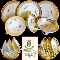 3 Pairs of Rare Winterling Marktleuthen Bavaria 24ct Gold Gilded Cups & Saucers