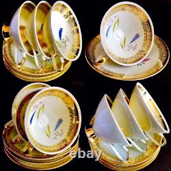 3 Pairs of Rare Winterling Marktleuthen Bavaria 24ct Gold Gilded Cups & Saucers