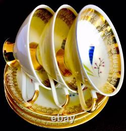 3 Pairs of Rare Winterling Marktleuthen Bavaria 24ct Gold Gilded Cups & Saucers