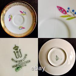 3 Pairs of Rare Winterling Marktleuthen Bavaria 24ct Gold Gilded Cups & Saucers