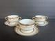 3 Sets French Limoges Double-handled Bouillon Cups & Saucers Gold Gilded Floral