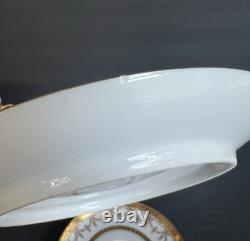 3 Sets French Limoges Double-Handled bouillon Cups & Saucers Gold Gilded Floral