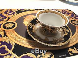 $400 Versace Prestige Gala Cup Saucer Set Gold Greek Key Rosenthal Sale