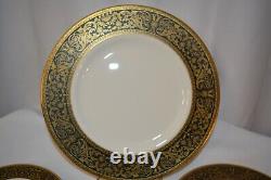 40 Pcs Minton Bone China Grandee Service for 8 Plates Tea Cup Saucer Black Gold