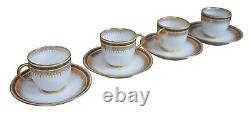 4 Antique French Pouyat Limoges Ivory Gold Demitasse Tea Coffee Cups Saucers 4