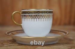 4 Antique French Pouyat Limoges Ivory Gold Demitasse Tea Coffee Cups Saucers 4