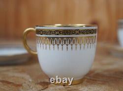 4 Antique French Pouyat Limoges Ivory Gold Demitasse Tea Coffee Cups Saucers 4