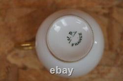 4 Antique French Pouyat Limoges Ivory Gold Demitasse Tea Coffee Cups Saucers 4